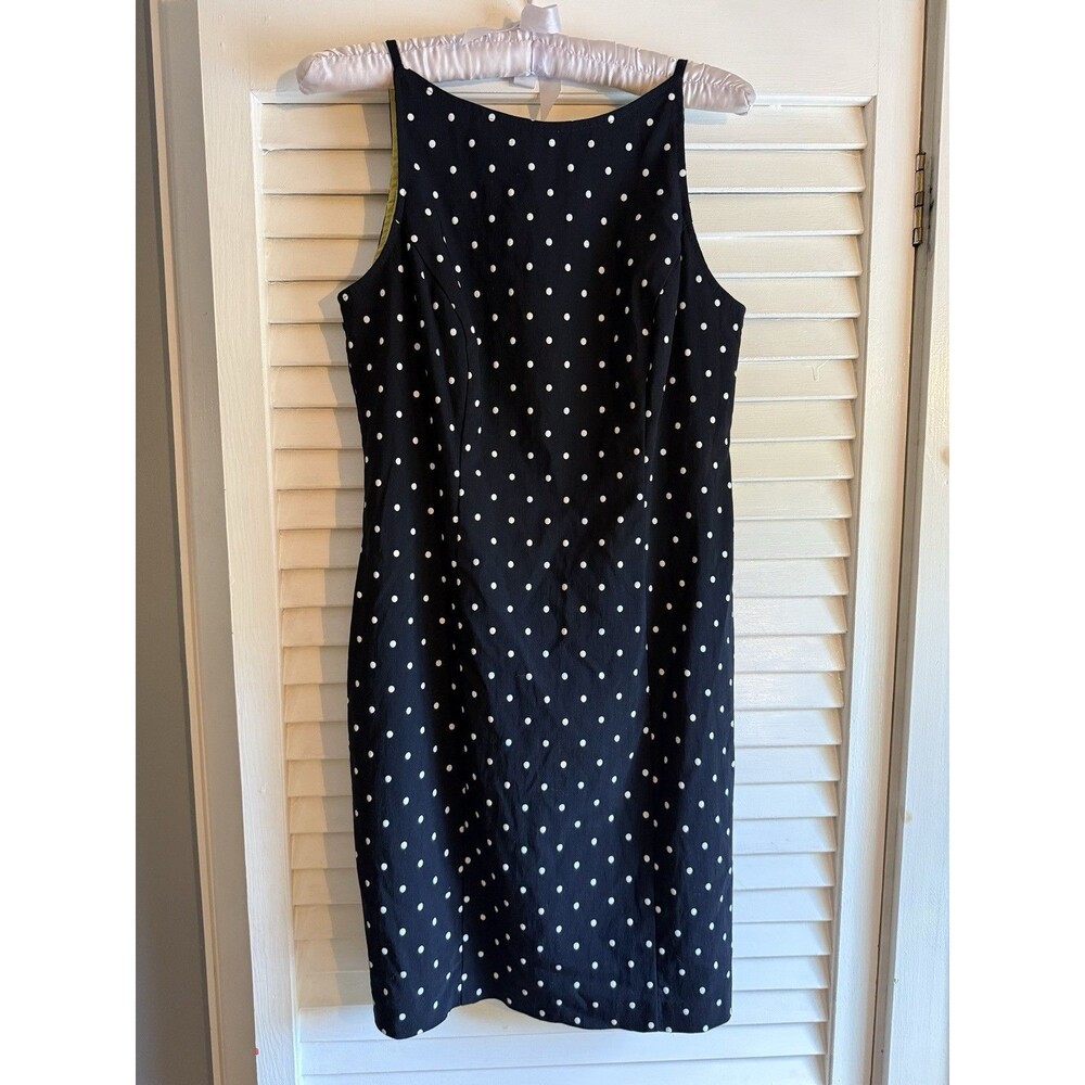 VTG USA Made Dawn Joy Polka Dot LBD Dress Size 9/10 Open Back Classic Tailored